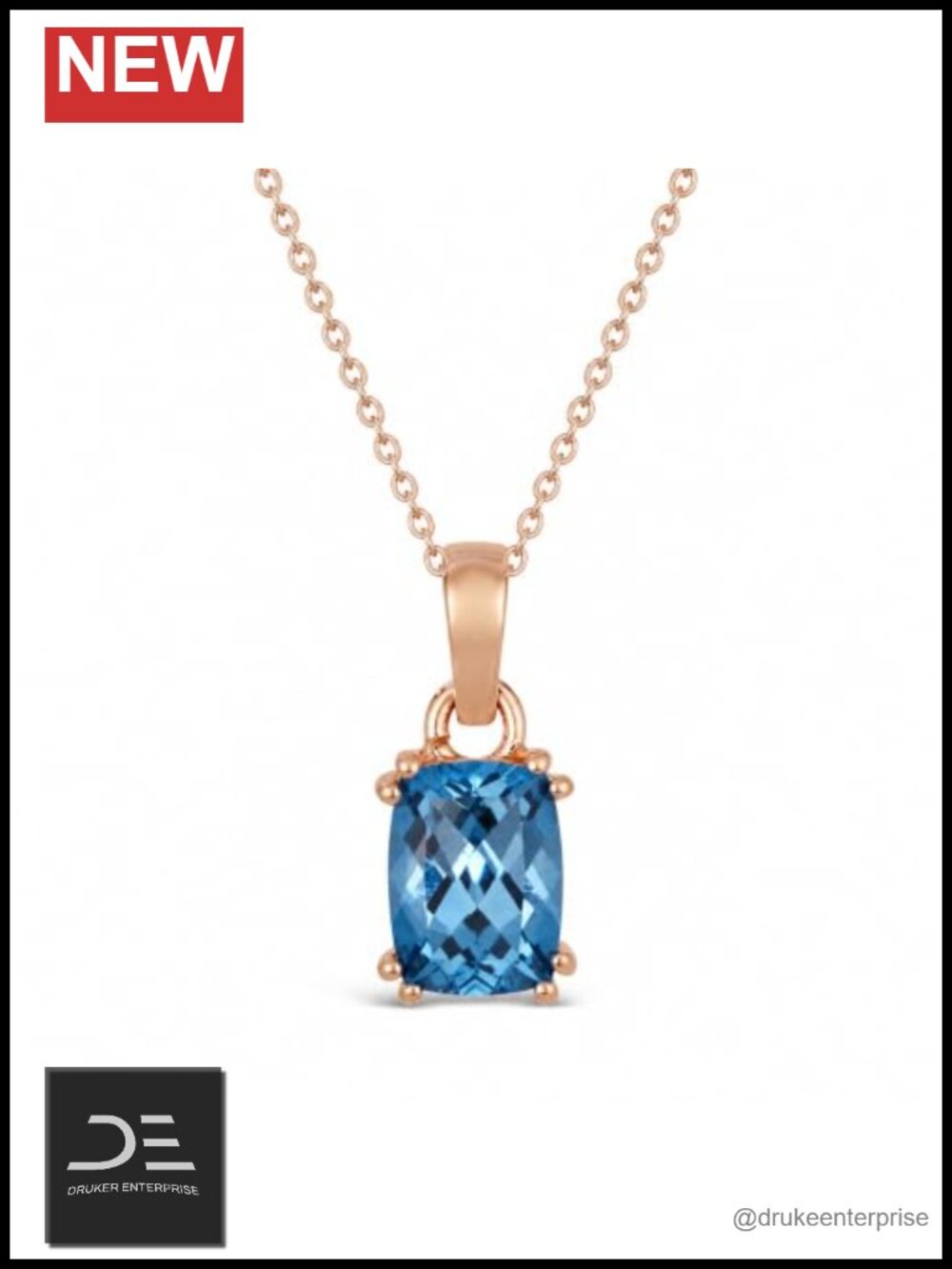 Women's Pendant Necklace Rose Gold Plated 925 Sterling Silver Cable Chain